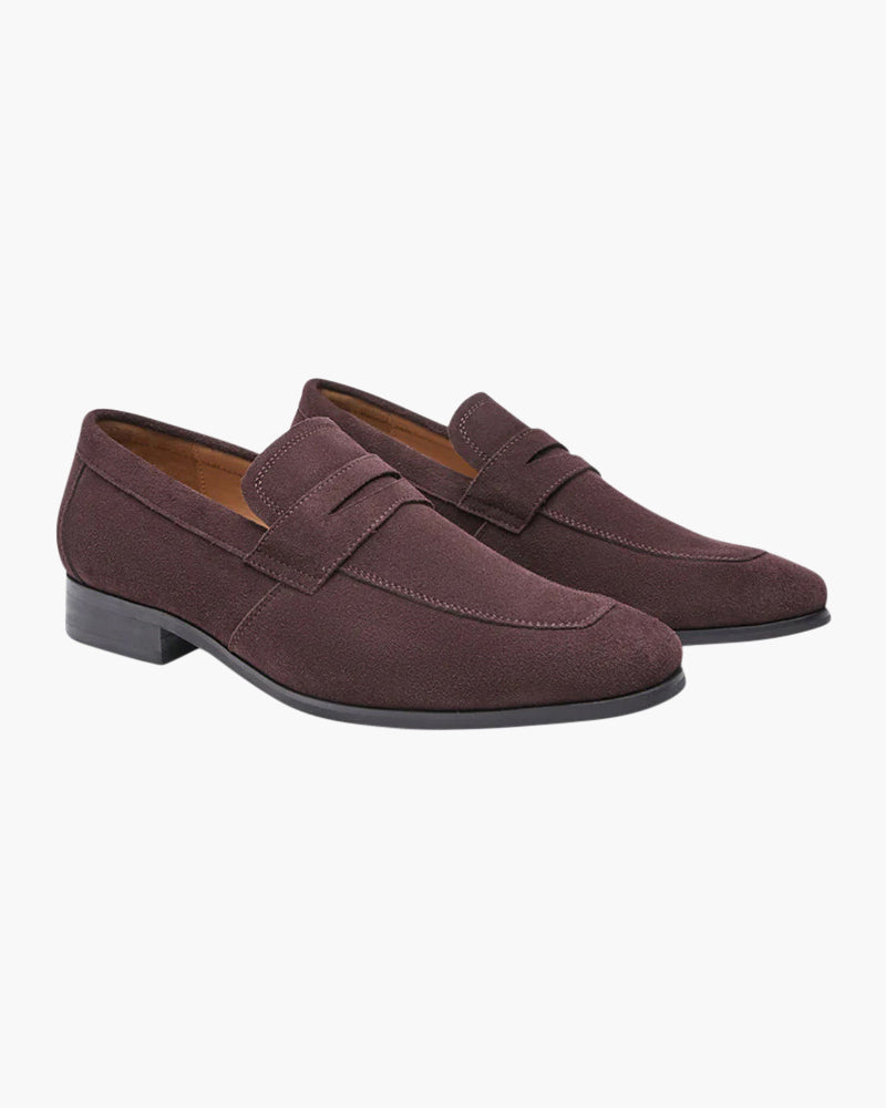 Suede Penny Loafers in Classic Style
