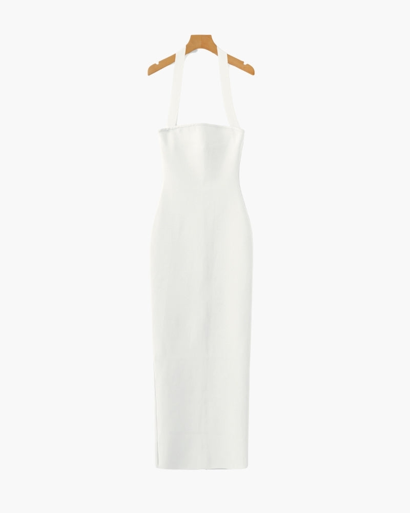 Elegant Halter Neck Fitted Maxi Dress