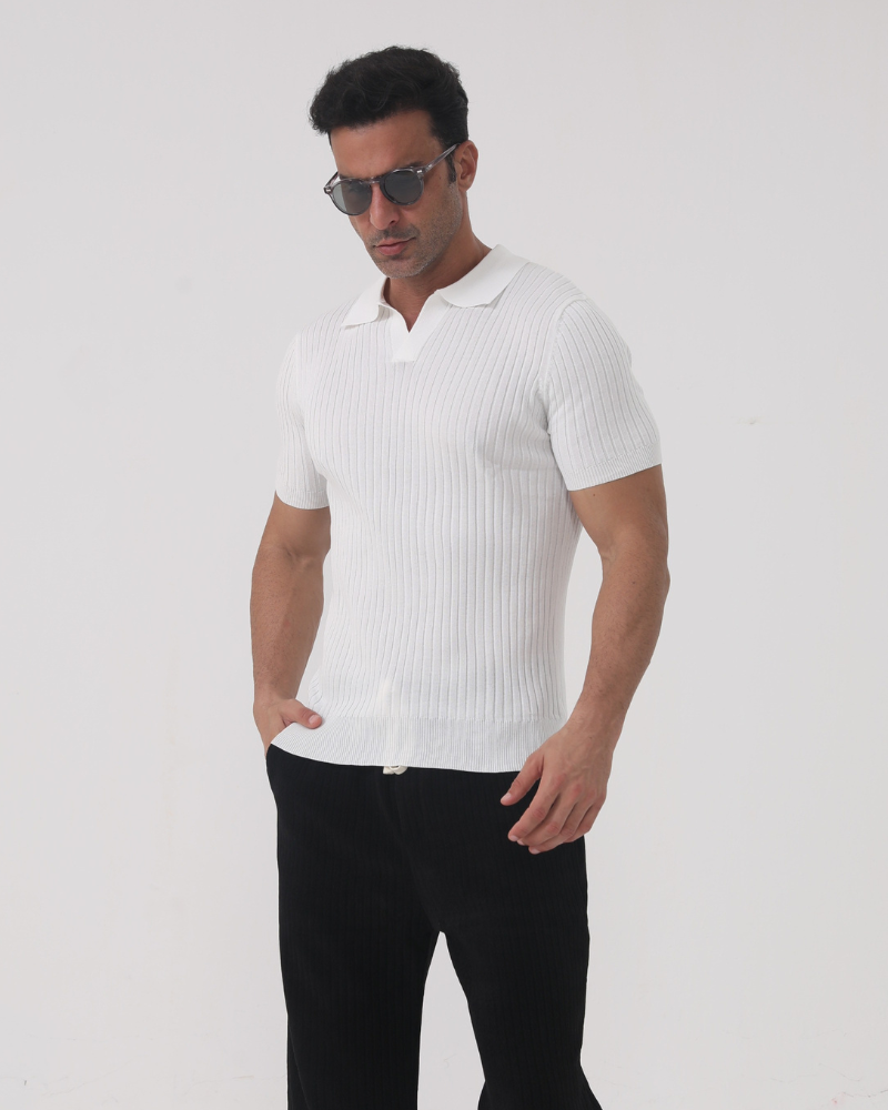 Ribbed Cotton Polo in Florence Style