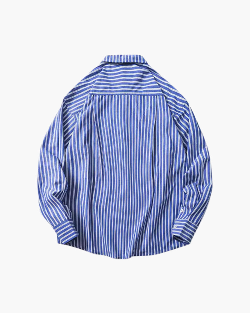 Relaxed Fit Striped Button-Up Shirt