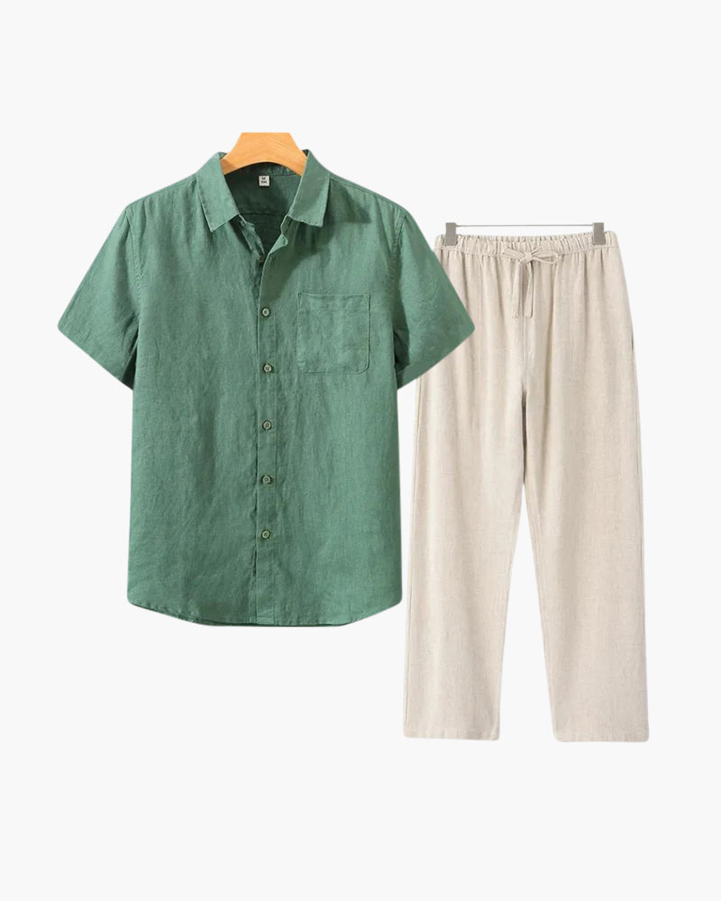 Linen Short Sleeve Combo Set