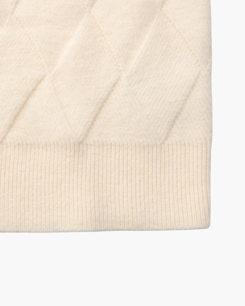 Diamond Pattern Knit Crew Sweater