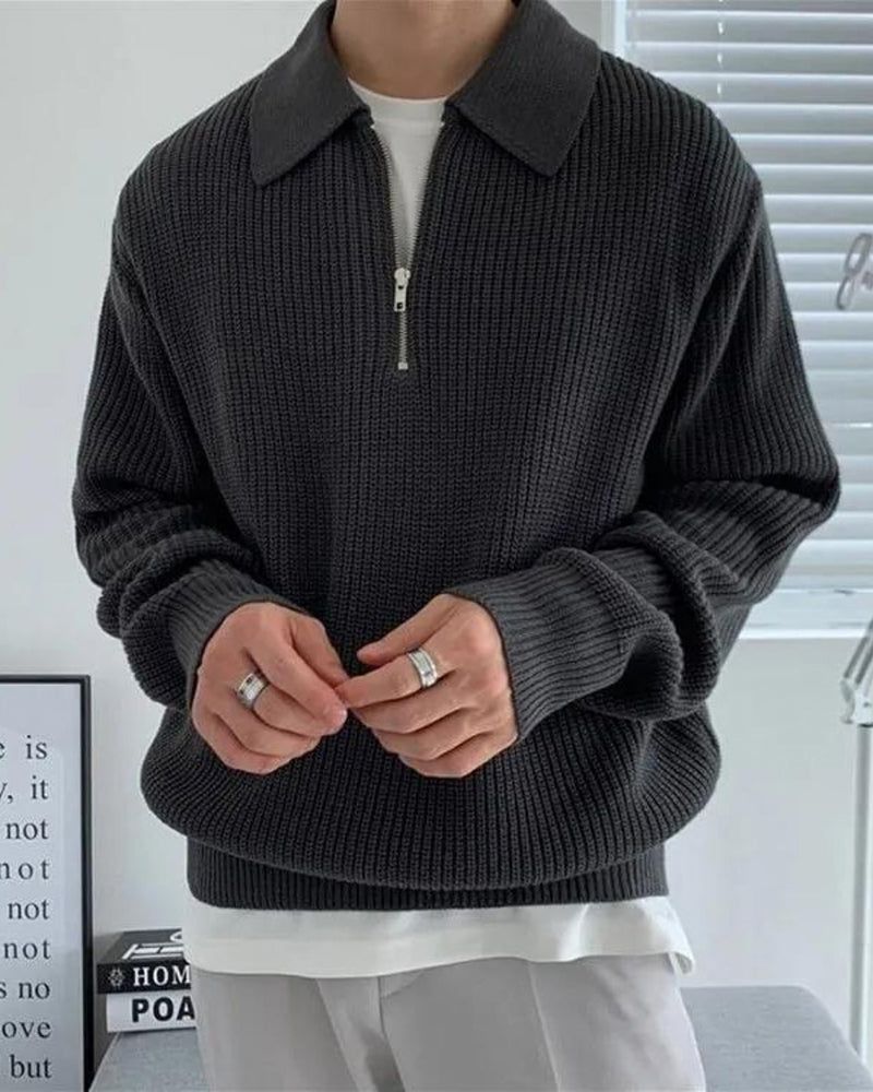 Half Zip Knit Sweater in Cesare Style