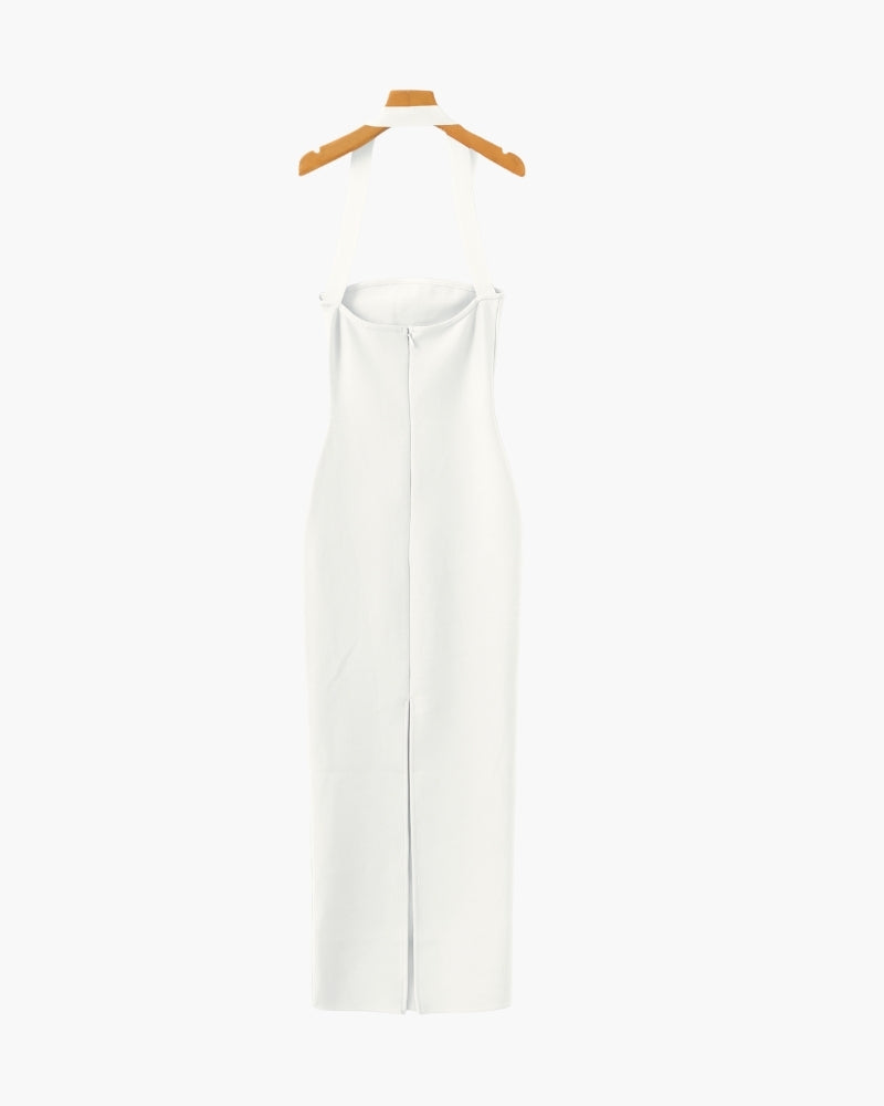 Elegant Halter Neck Fitted Maxi Dress