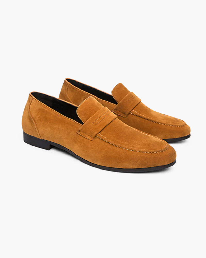 Suede Penny Loafers in Classic Style