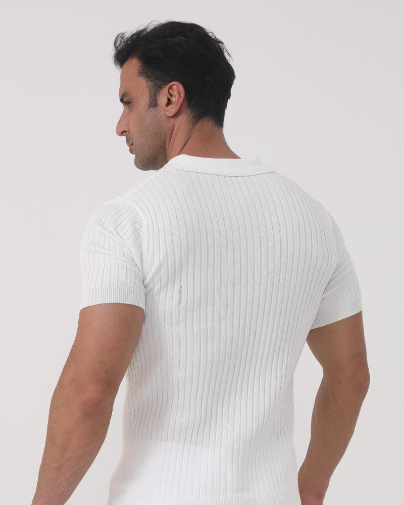 Ribbed Cotton Polo in Florence Style