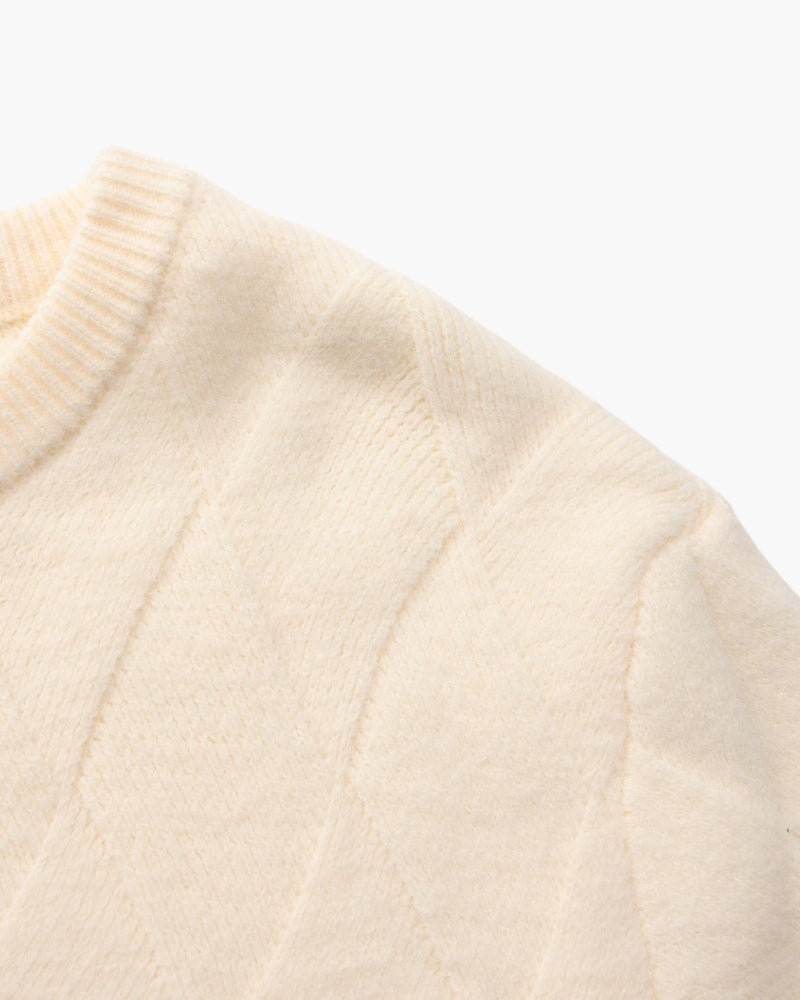 Diamond Pattern Knit Crew Sweater