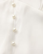 Ruffled Midi Dress with Pearl Buttons