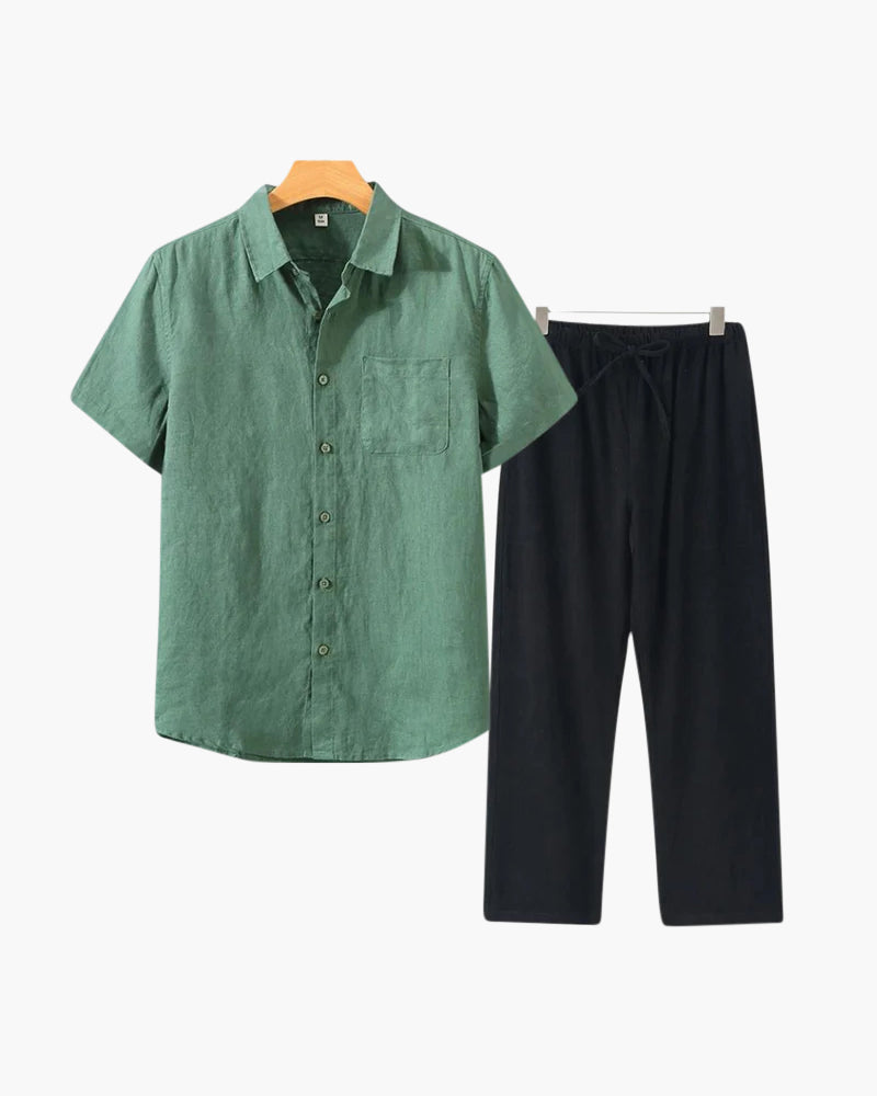 Linen Short Sleeve Combo Set