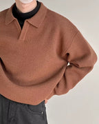 Textured Knit Polo Sweater Design