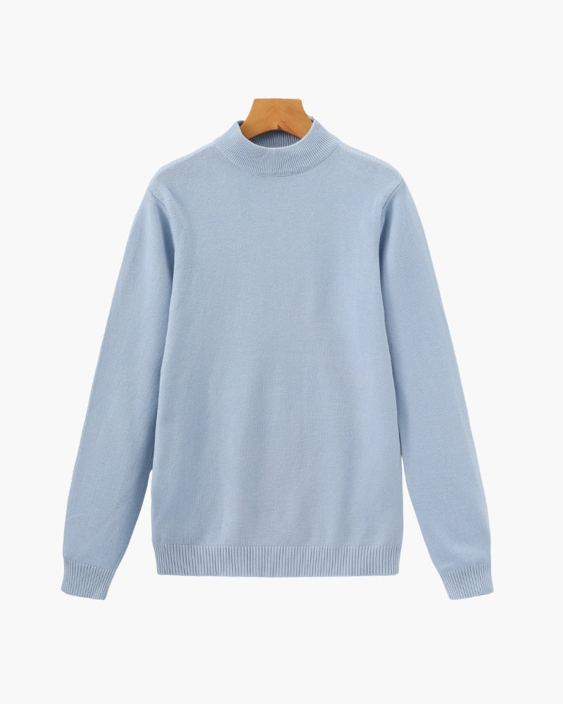 Classic Ribbed Mock Neck Pullover