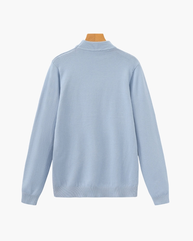 Classic Ribbed Mock Neck Pullover
