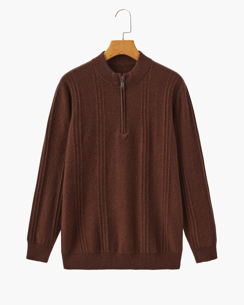 Pure Cashmere Ribbed Half-Zip Sweater