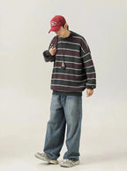 90's Style Rib Stripe Sweater