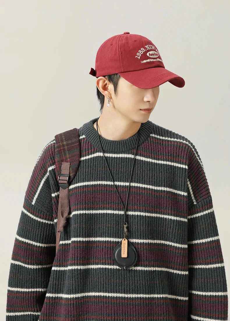 90's Style Rib Stripe Sweater