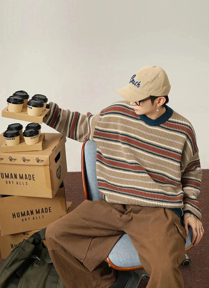 90's Style Rib Stripe Sweater