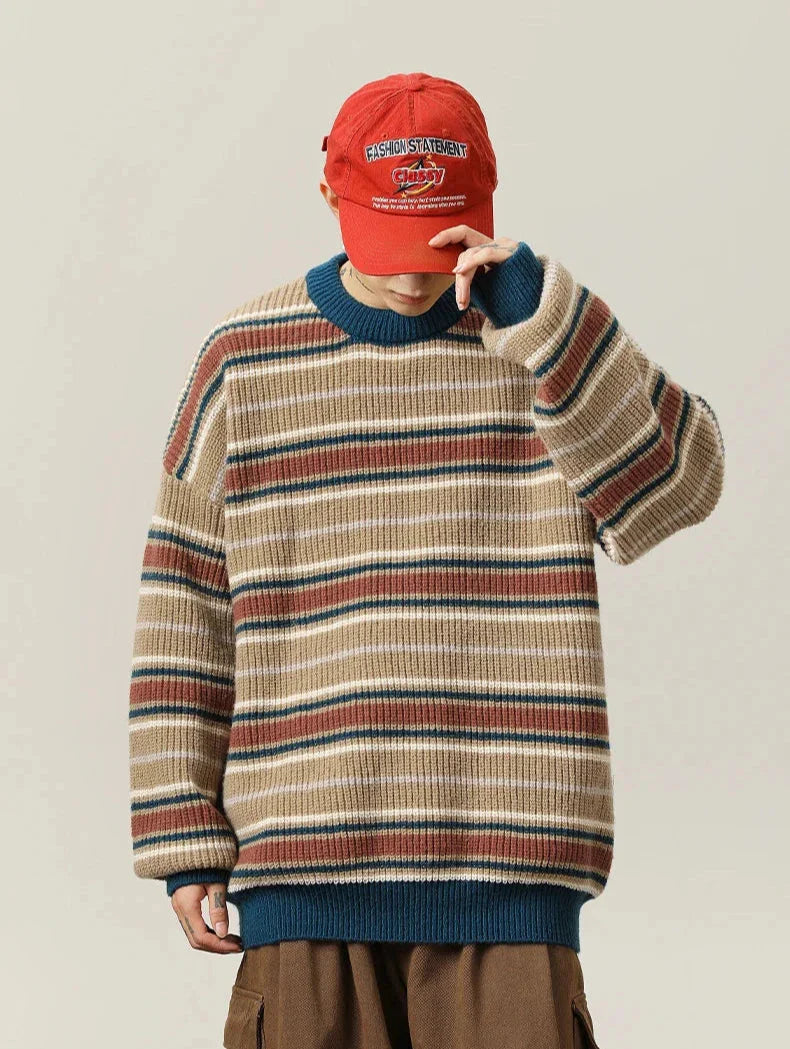 90's Style Rib Stripe Sweater