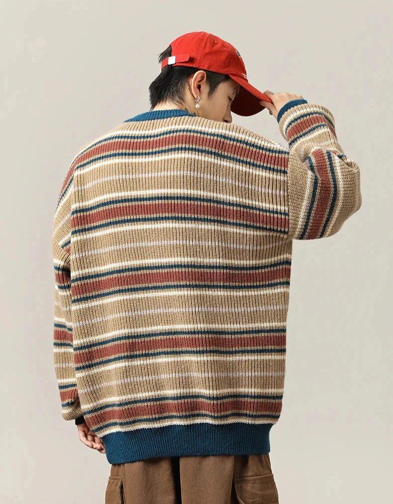 90's Style Rib Stripe Sweater
