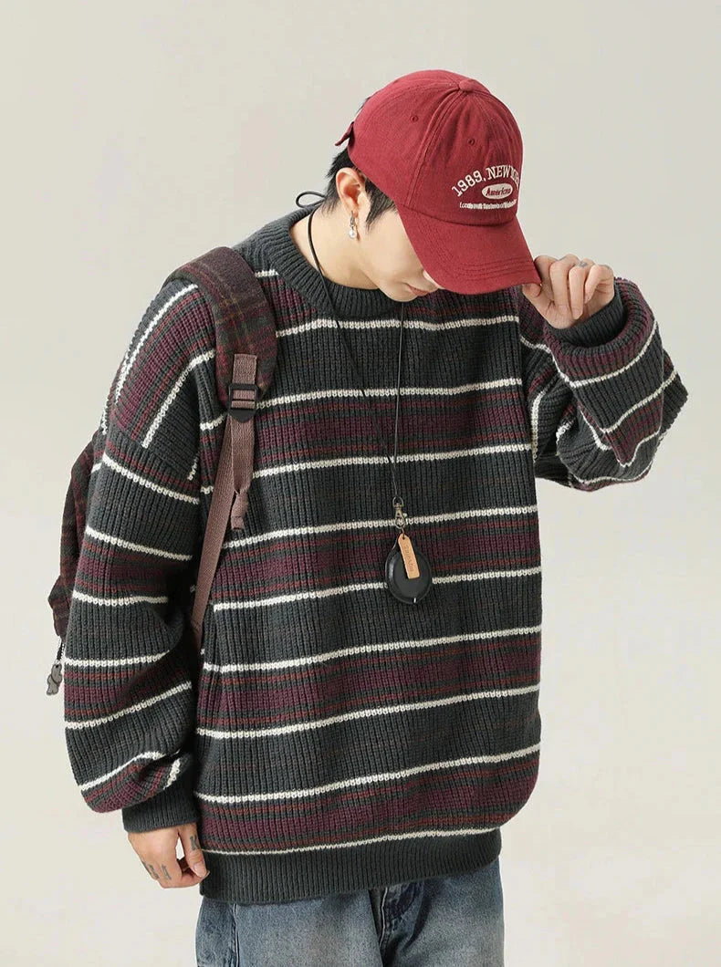 90's Style Rib Stripe Sweater
