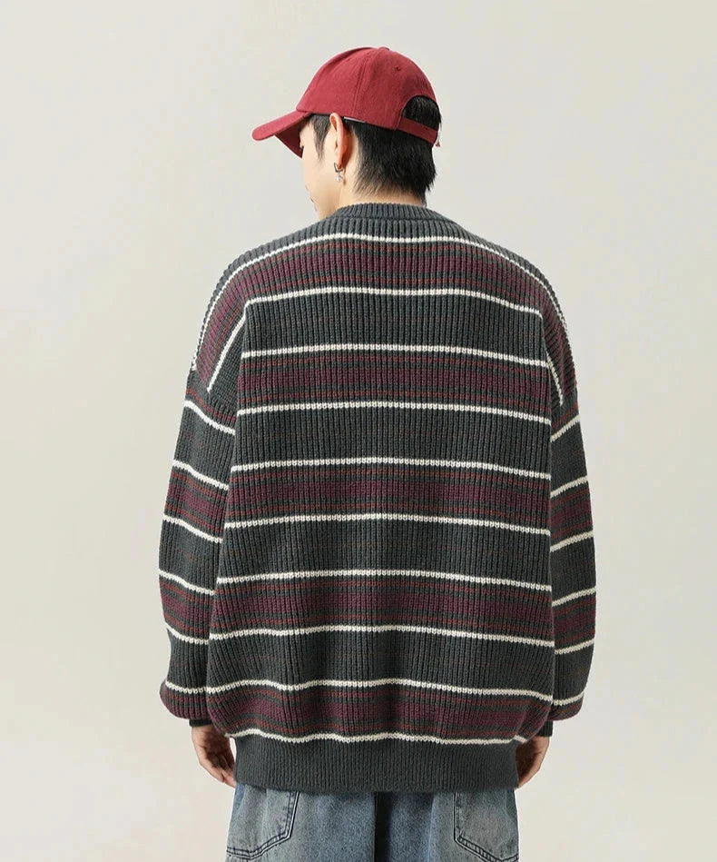 90's Style Rib Stripe Sweater