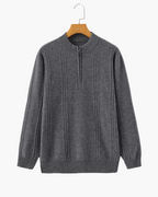Pure Cashmere Ribbed Half-Zip Sweater