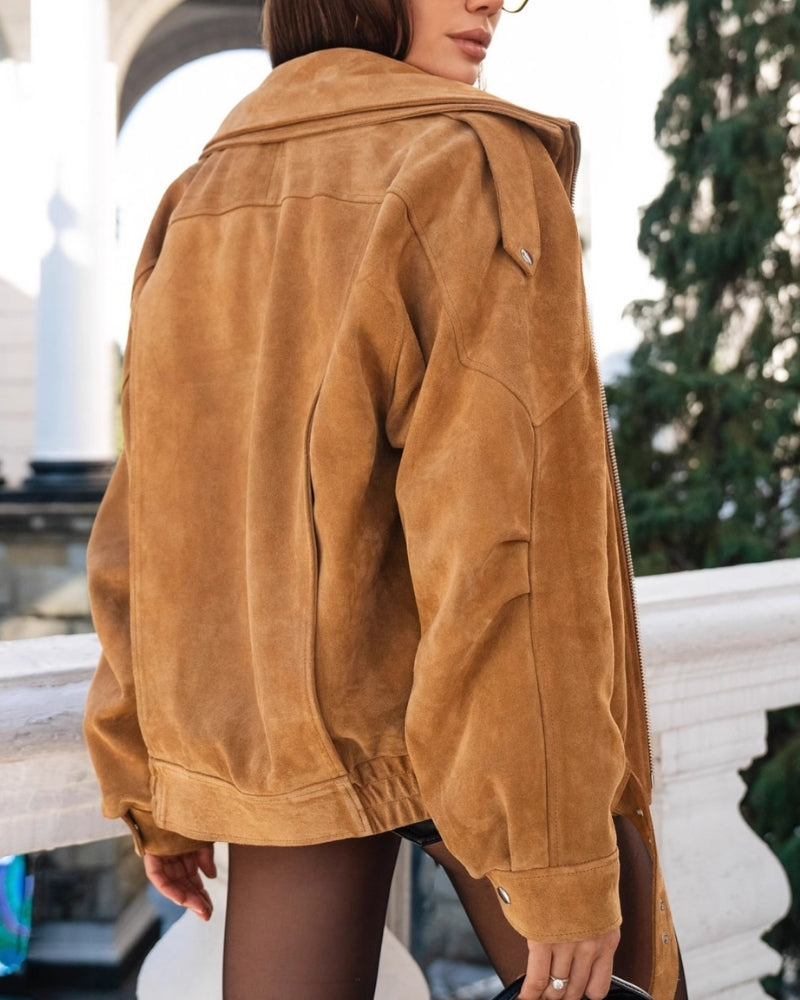 Retro Suede Drape Coat