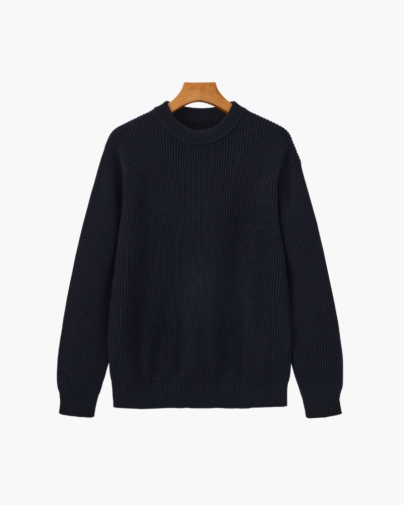 Textured Ribbed Crew Neck Sweater
