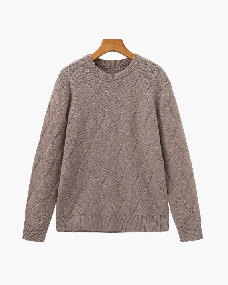 Diamond Pattern Knit Crew Sweater