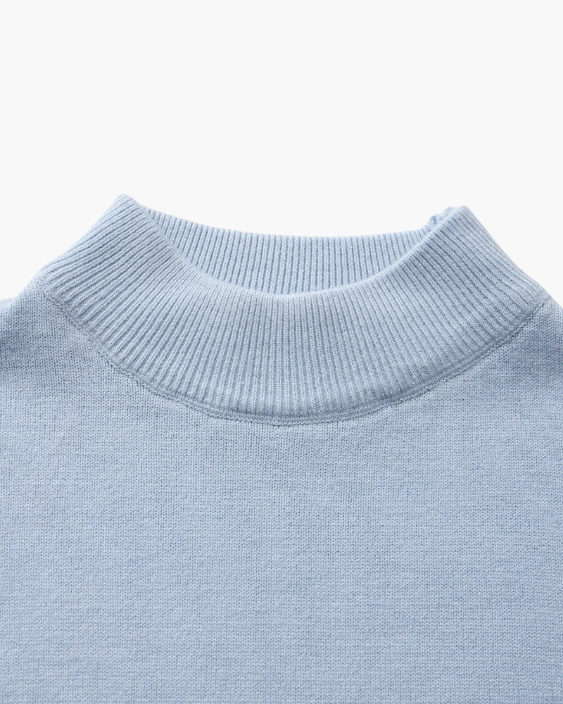 Classic Ribbed Mock Neck Pullover