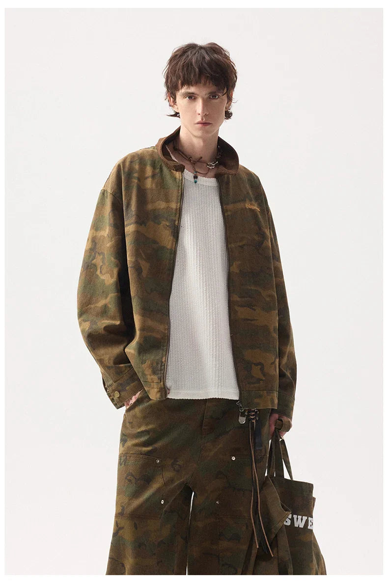 ANSWER ME Vintage Look Camo Workwear Jacket