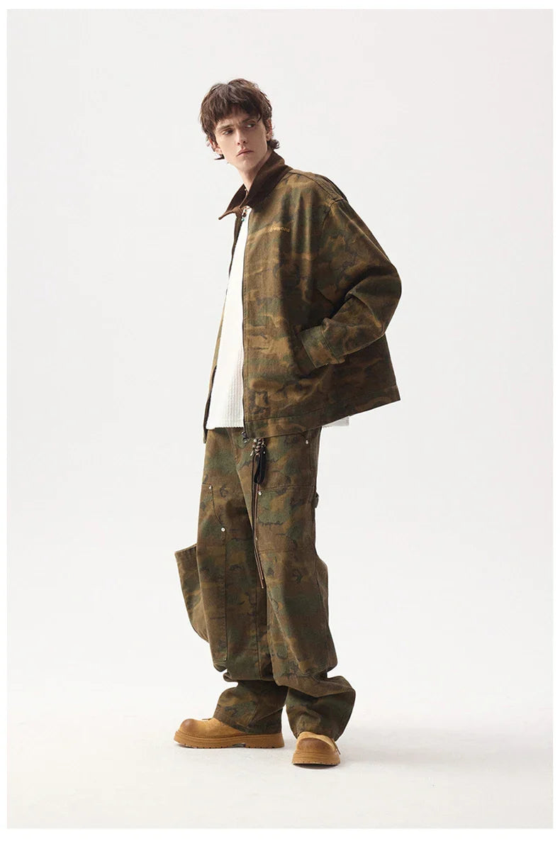 ANSWER ME Vintage Look Camo Workwear Jacket