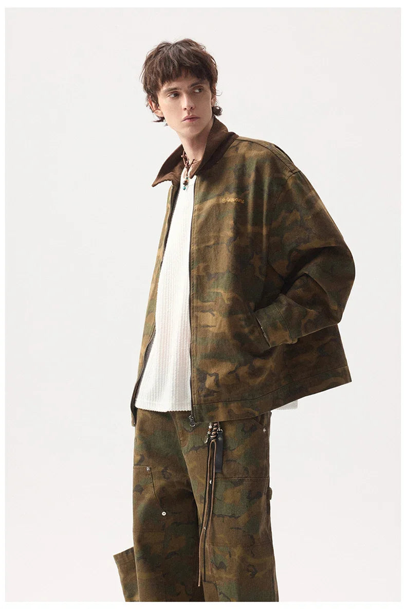 ANSWER ME Vintage Look Camo Workwear Jacket