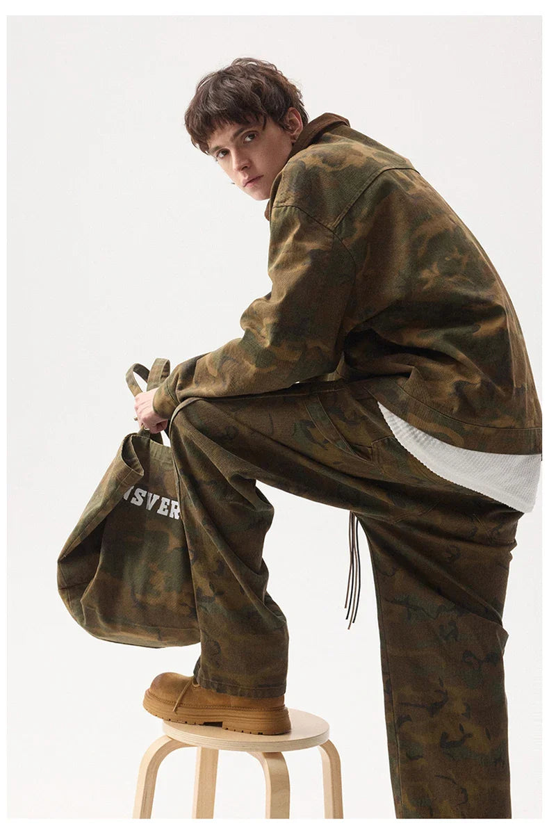 ANSWER ME Vintage Look Camo Workwear Jacket