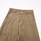 Balloon Leg Washed Twill Trousers