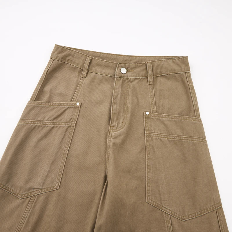Balloon Leg Washed Twill Trousers