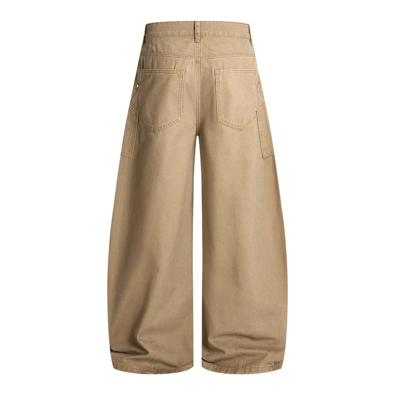 Balloon Leg Washed Twill Trousers