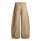 Balloon Leg Washed Twill Trousers