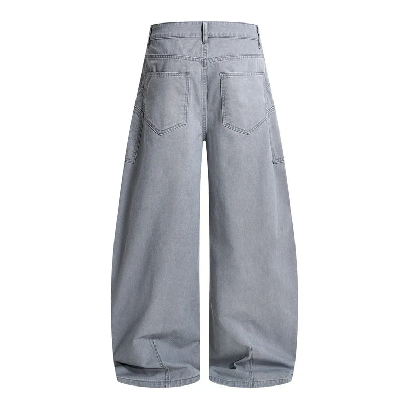 Balloon Leg Washed Twill Trousers