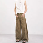 Balloon Leg Washed Twill Trousers