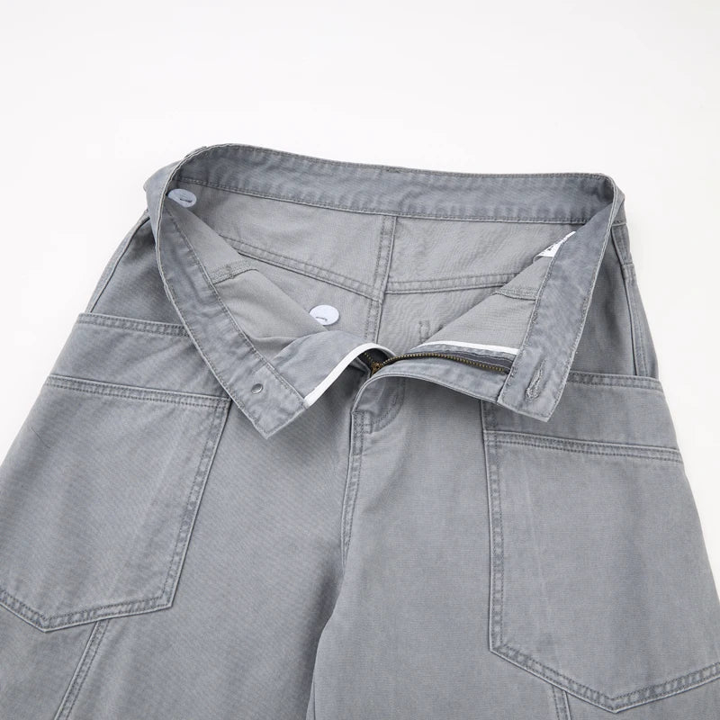 Balloon Leg Washed Twill Trousers