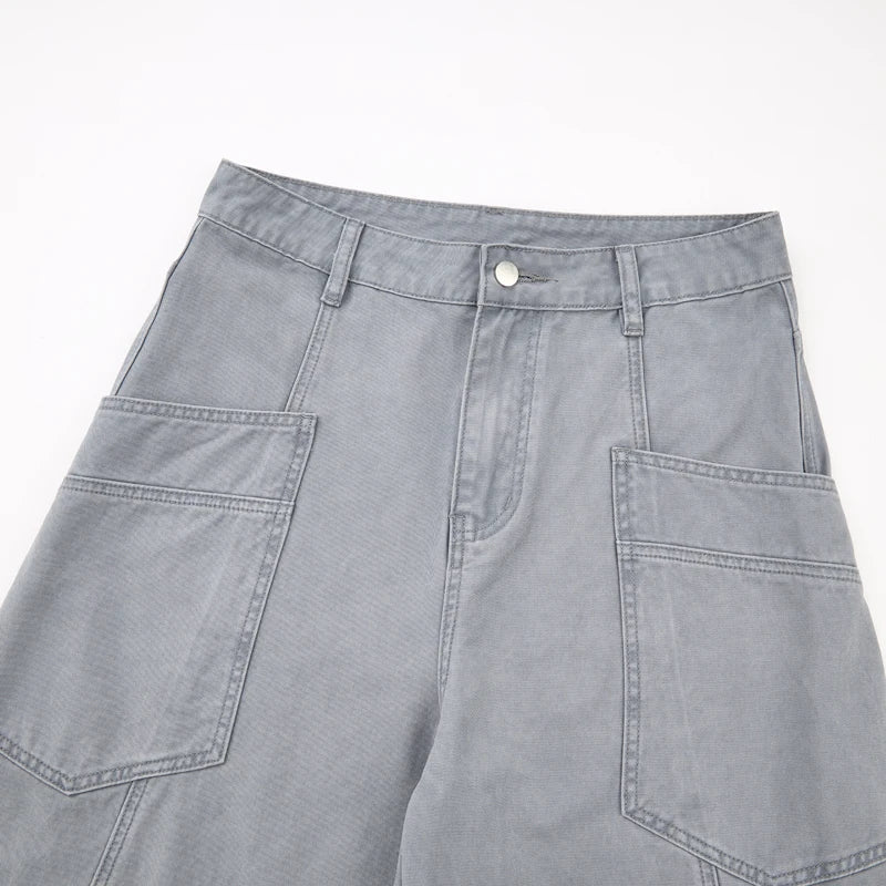 Balloon Leg Washed Twill Trousers