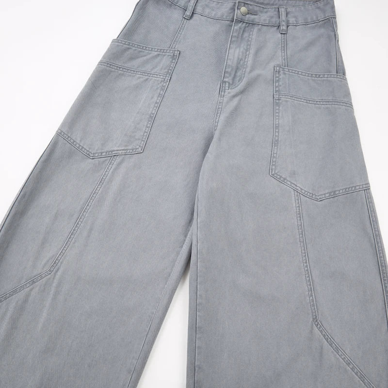 Balloon Leg Washed Twill Trousers