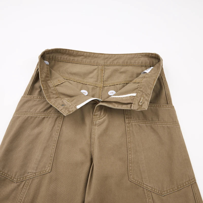Balloon Leg Washed Twill Trousers