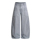 Balloon Leg Washed Twill Trousers