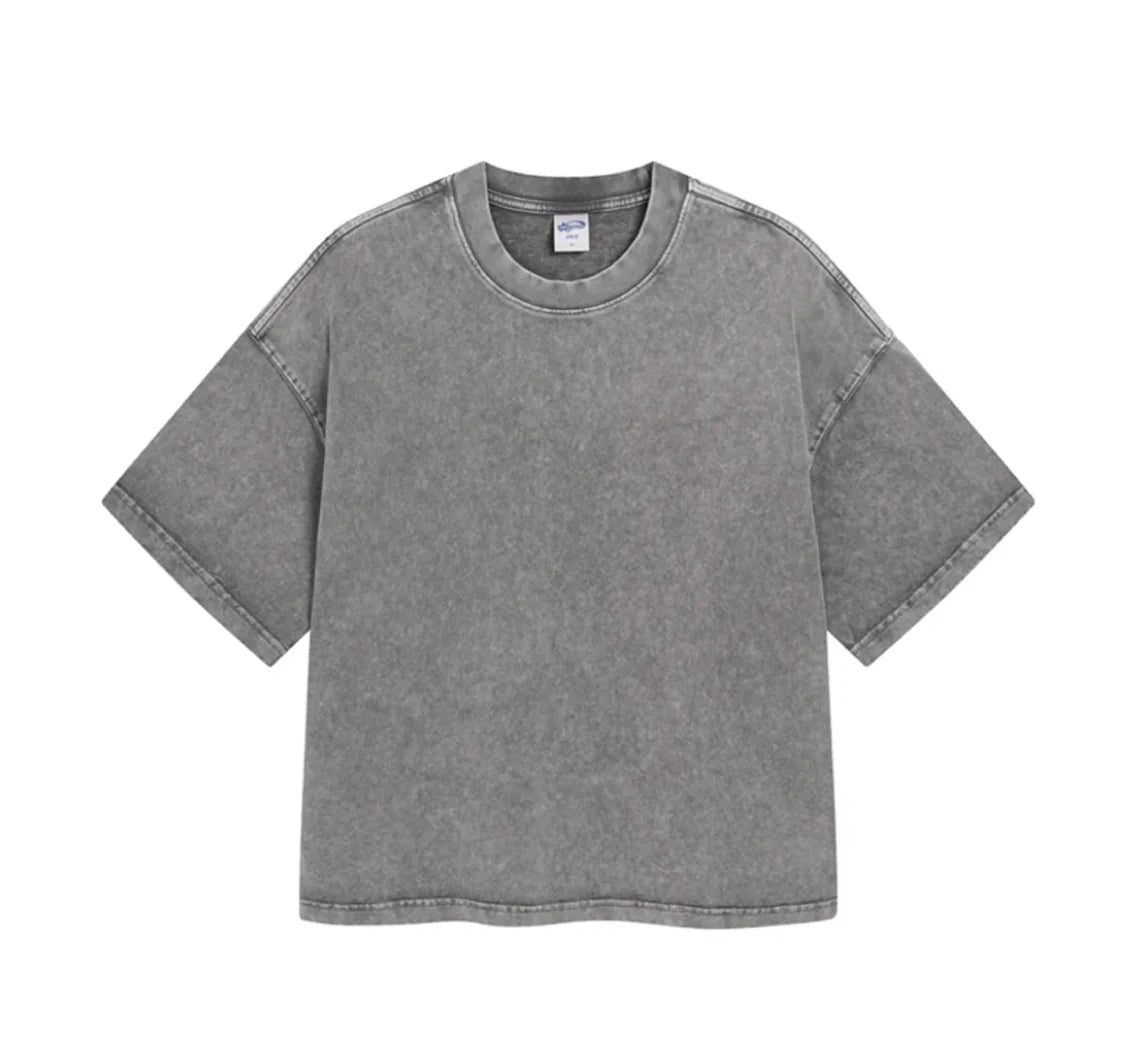 Essential Boxy Fit Washed Drop Sleeve T-Shirt
