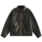 Butterfly Embossed Faux Leather Jacket