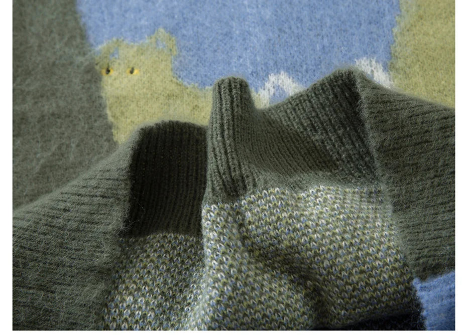Cat Graphic Knitted Sweater