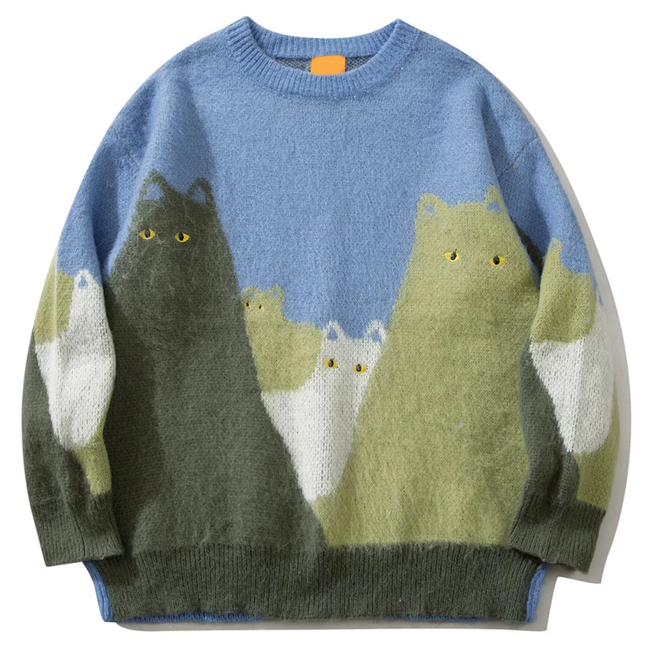 Cat Graphic Knitted Sweater