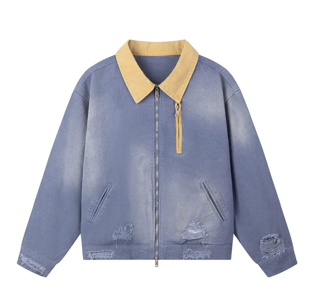 Color Block Distressed Workwear Jacket