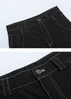 '90's New York' Contrast Stitch Denim Shorts